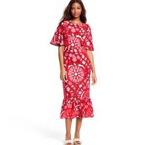 RHODE x Target Zinnia Floral Print Bell Sleeve Midi Dress